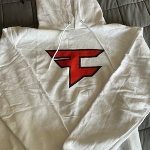 White champion hoodie with Fazeclan logo